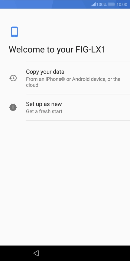 You can transfer the contents of another phone to your phone when it's activated for the first time and after a factory reset. When this screen is displayed, your phone is ready to transfer contents from another phone.