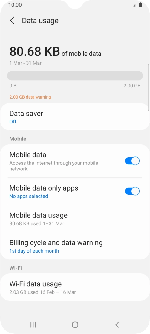 The total data usage is displayed.