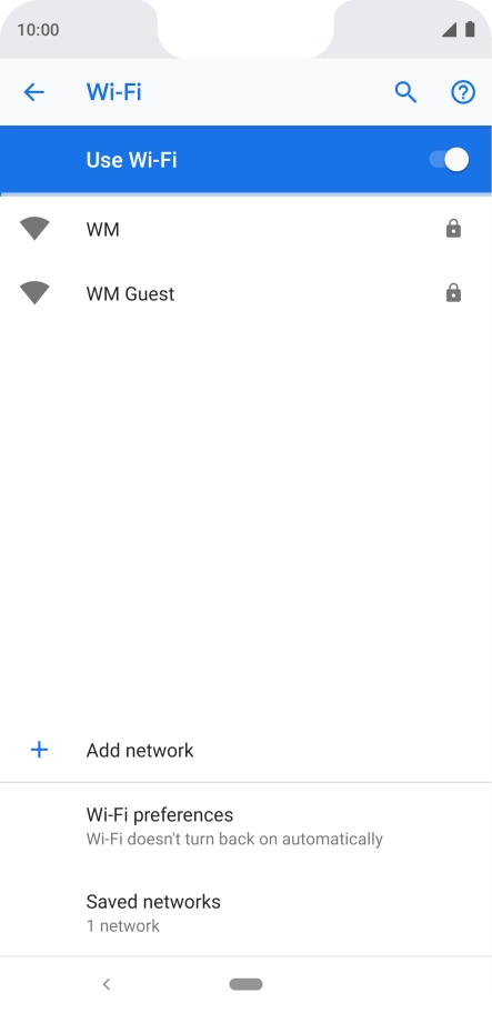 Press the required Wi-Fi network.