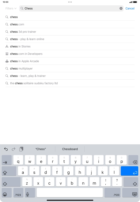 Key in the name or subject of the required app and press enter.