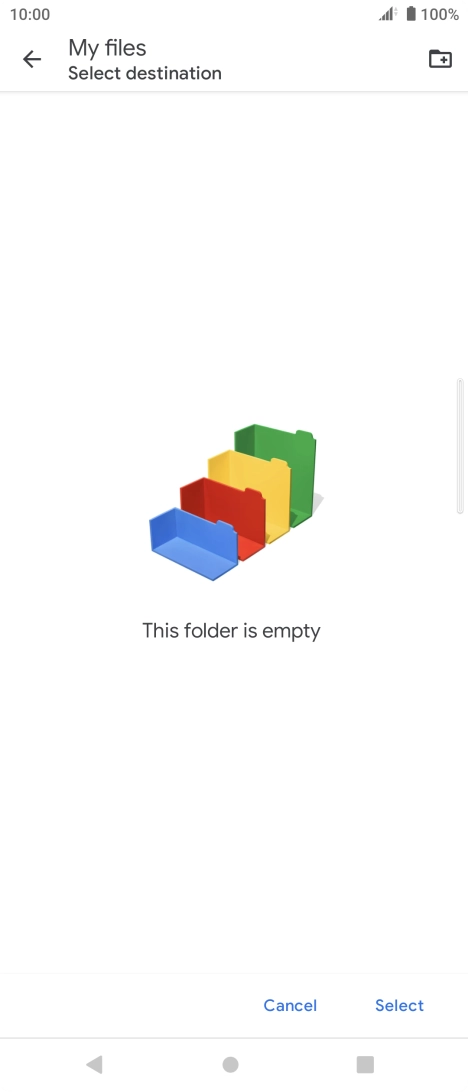To create a new folder, press the new folder icon and follow the instructions on the screen to create a new folder.