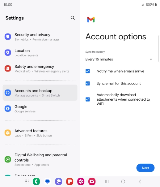 If this screen is displayed, you email account has been recognised and set up automatically. Follow the instructions on the screen to key in more information and finish setting up your phone.