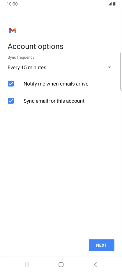 If this screen is displayed, you email account has been recognised and set up automatically. Follow the instructions on the screen to key in more information and finish setting up your phone.
