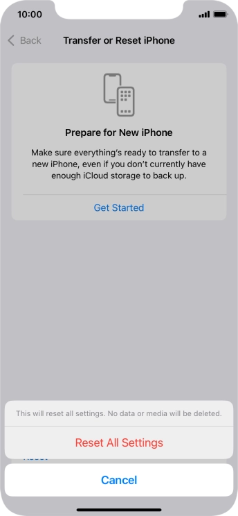 Press Reset All Settings.