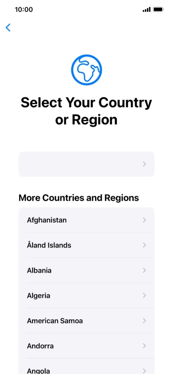 Press the required country or area.