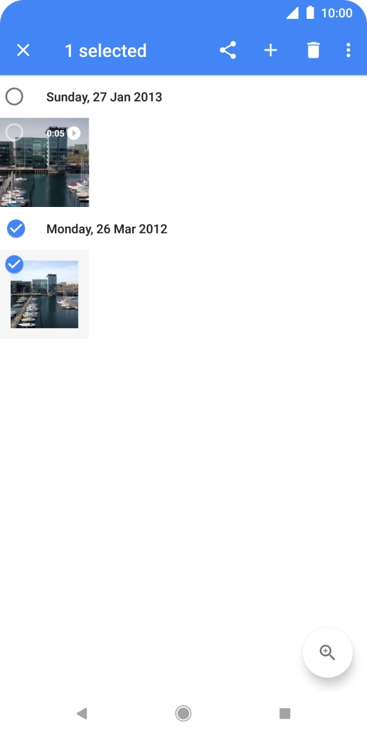 Press the required pictures or video clips to add them.