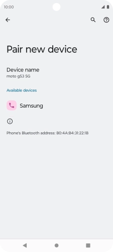 Press the required Bluetooth device and follow the instructions on the screen to pair the device with your phone.