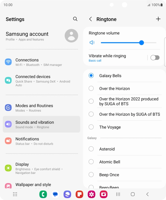 Press the required ring tones to hear them.