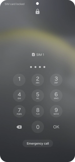 If your SIM is locked, key in your PIN and press OK. The default PIN is 1111.