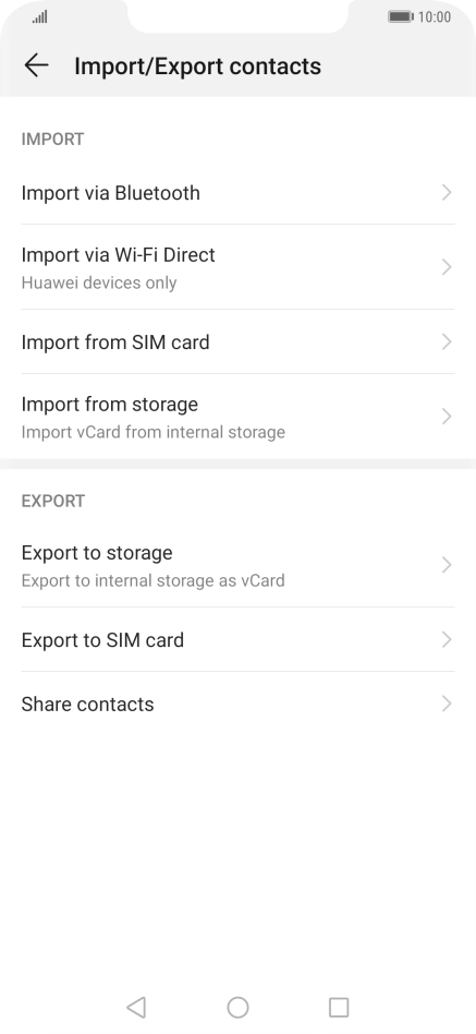 Press Import from SIM card.