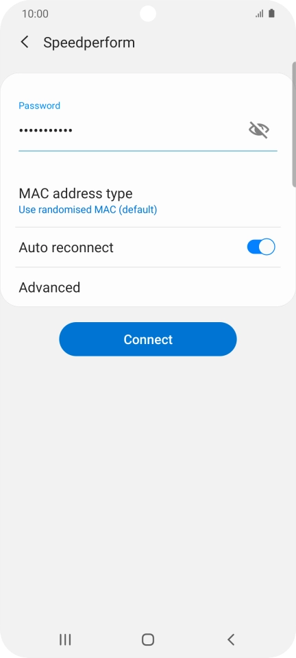 Key in the password for the Wi-Fi network and press Connect.