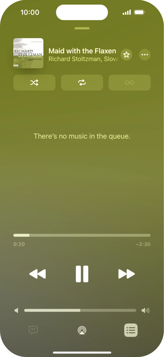 Press the shuffle icon to turn the function on or off.