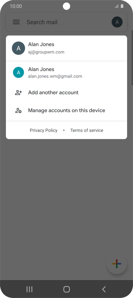Press the required email account.