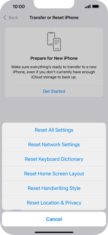Press Reset All Settings.