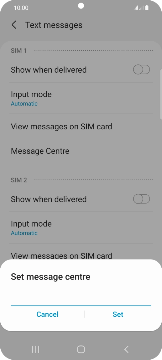 Key in +447958879879 and press Set.