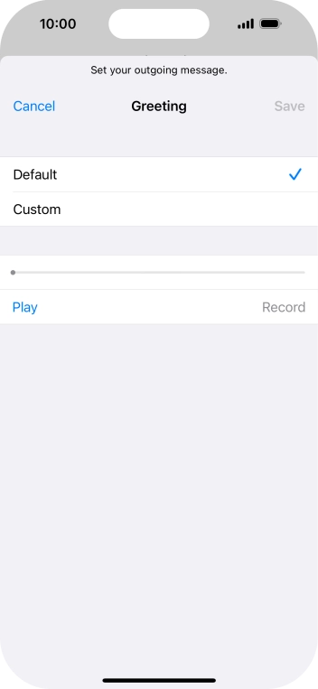 Press Default to select the default greeting.