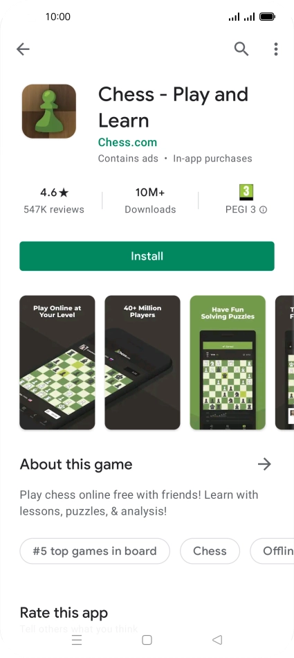 Press Install and follow the instructions on the screen to install the app.