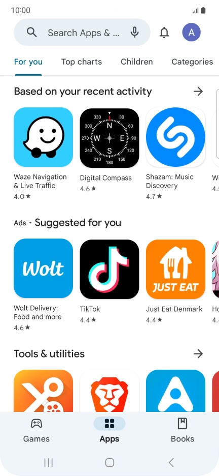 Press the search field.