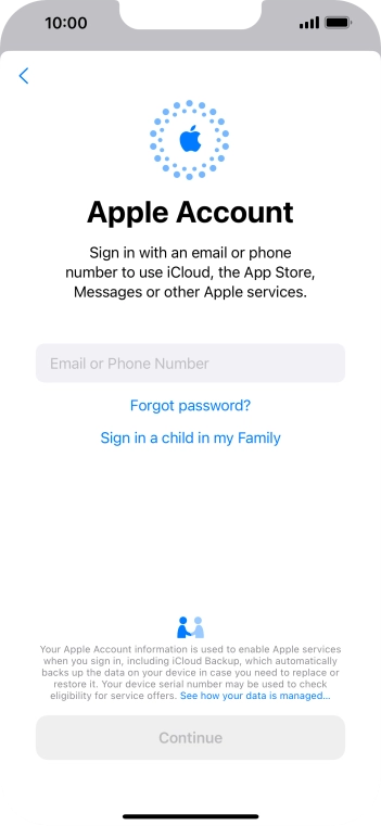 Press Email or Phone Number and key in the username for your Apple ID.