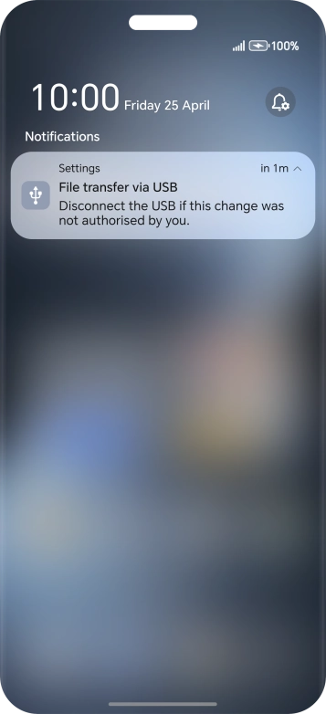 Press the USB icon.