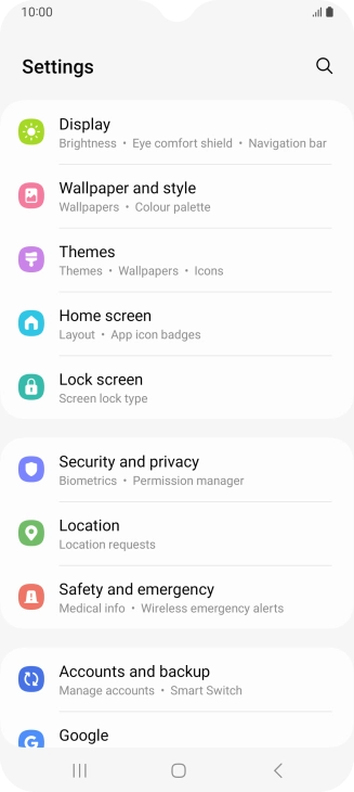 Press Security and privacy.
