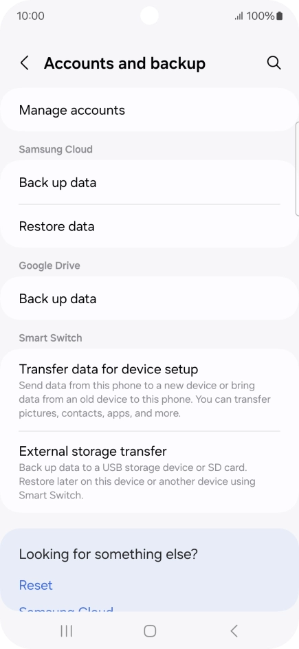 Press Manage accounts.