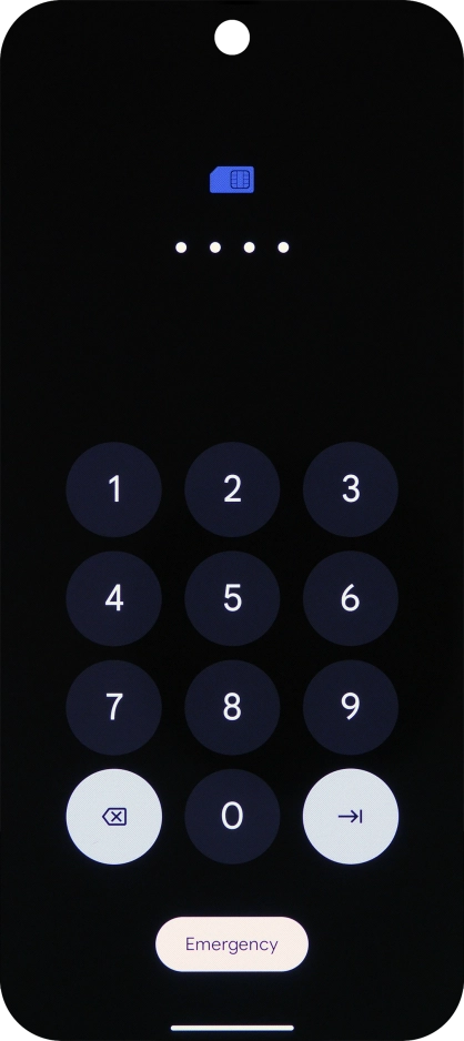 If your SIM is locked, key in your PIN and press arrow right. The default PIN is 1111.