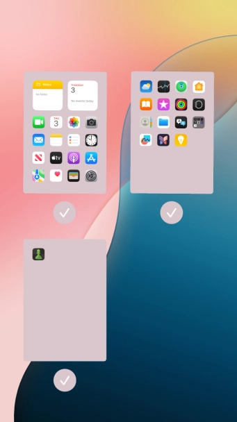 Press the fields below the required home screen pages to select or deselect them.
