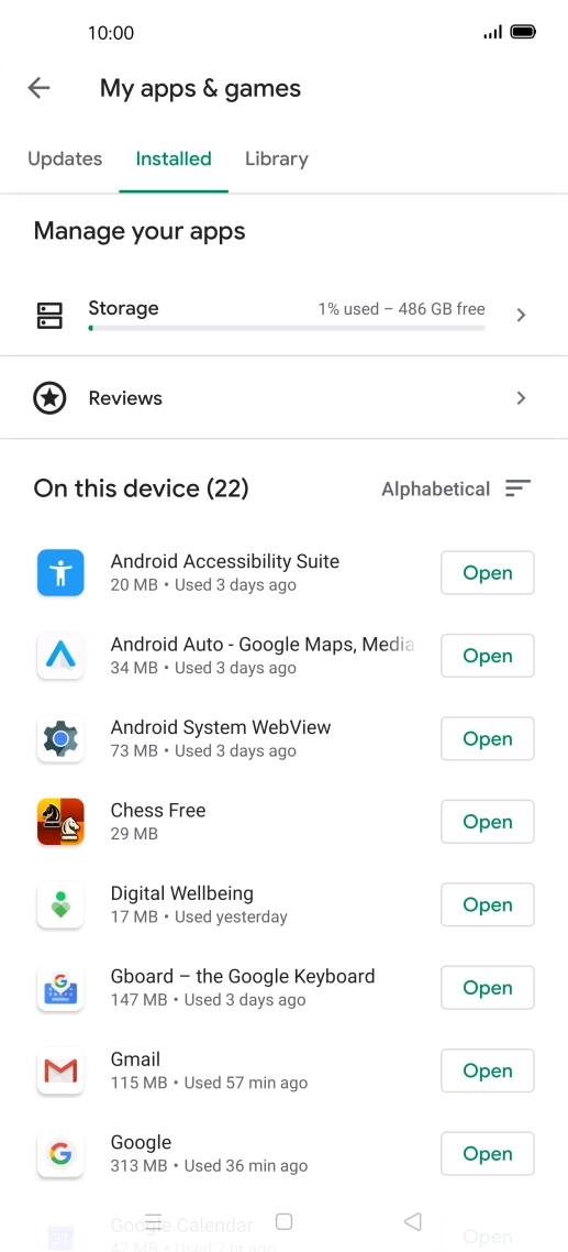 Press the required app.