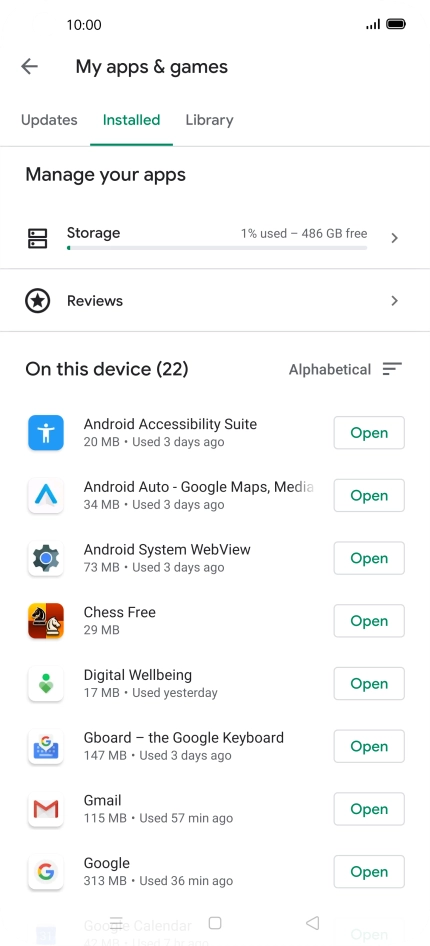 Press the required app.