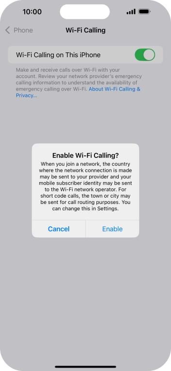 If you turn on the function, press Enable.
