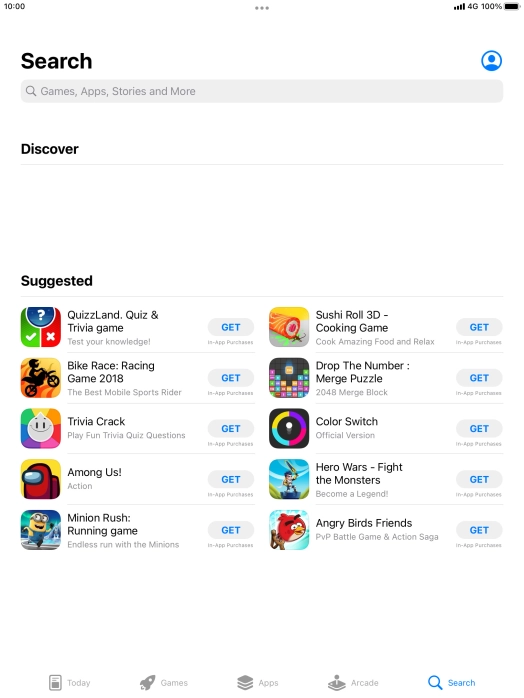 Press the search field.