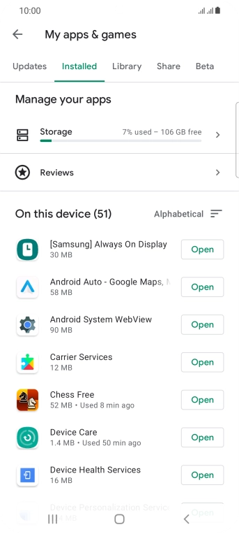 Press the required app.