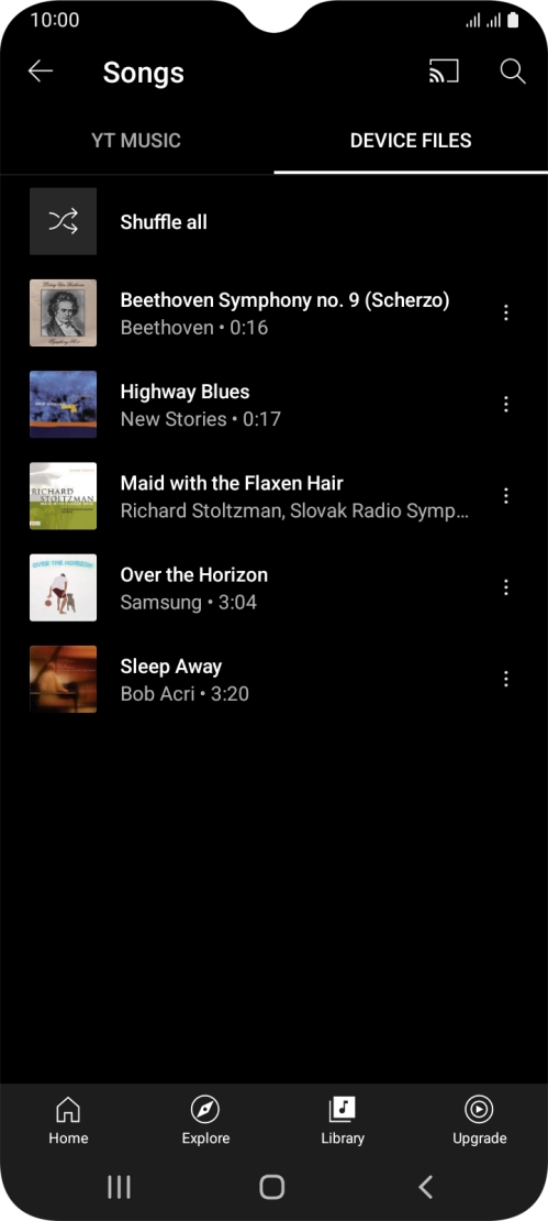Press the required audio file.