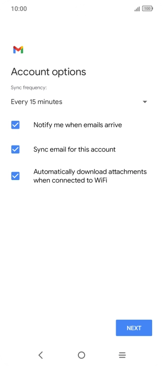 If this screen is displayed, you email account has been recognised and set up automatically. Follow the instructions on the screen to key in more information and finish setting up your phone.