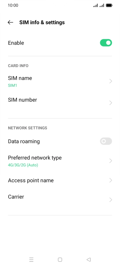 Press Preferred network type.