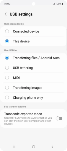 Press Transferring files / Android Auto.