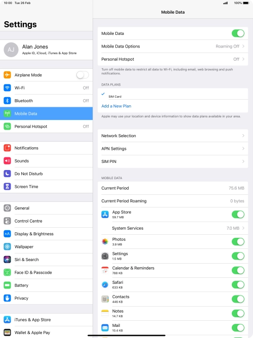 The total data usage is displayed next to Current Period.