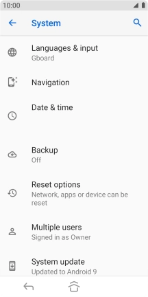 Press System update. If a new software version is available, it's displayed. Follow the instructions on the screen to update the phone software.