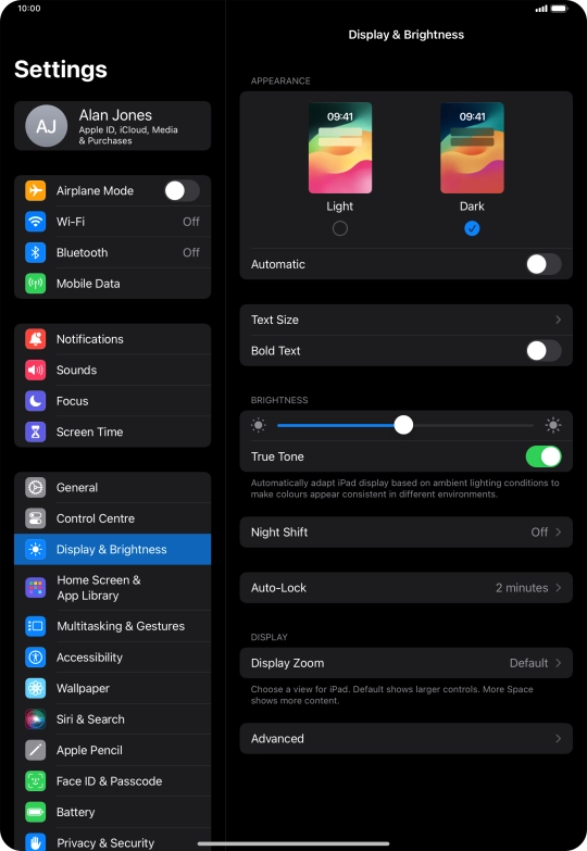 Press the indicator next to 