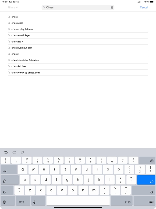 Key in the name or subject of the required app and press enter.