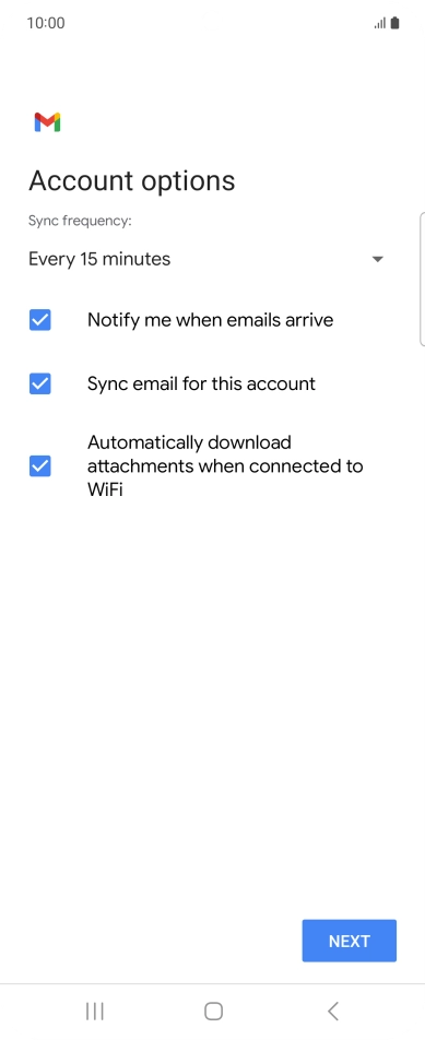 If this screen is displayed, you email account has been recognised and set up automatically. Follow the instructions on the screen to key in more information and finish setting up your phone.