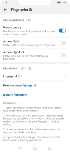 Press the indicator next to the required settings to turn them on or off.