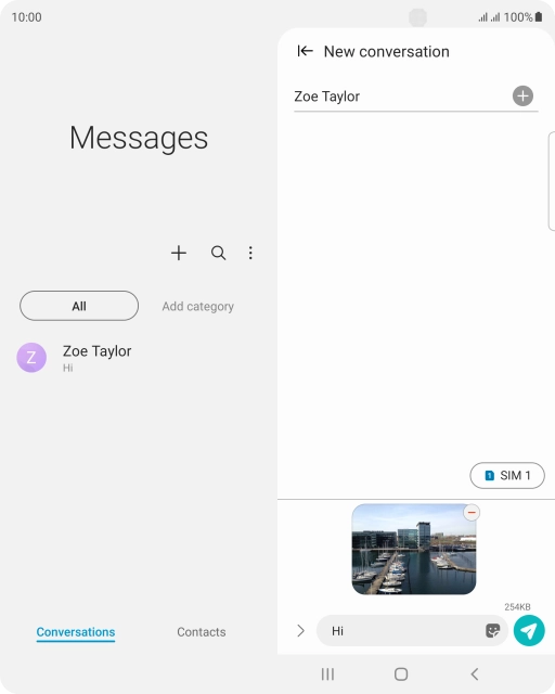 Press the send icon when you've finished your MMS.