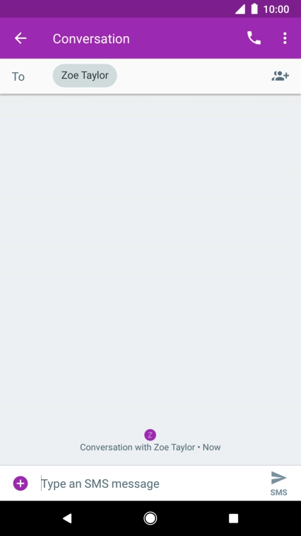 Press the text input field and write the text for your text message.