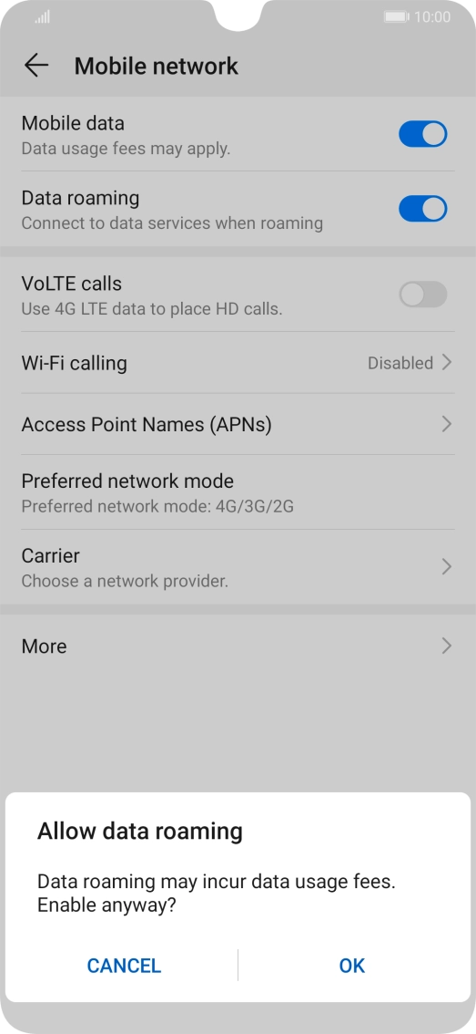 If you turn on the function, press OK.