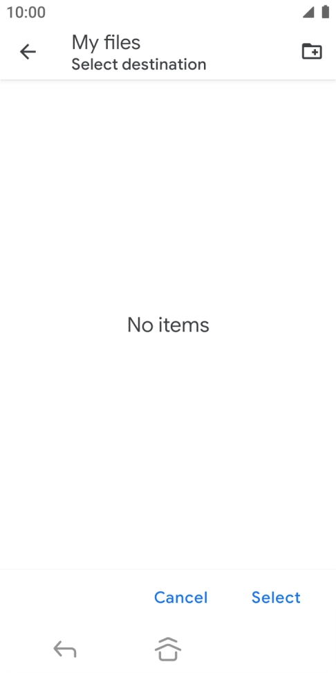 To create a new folder, press the new folder icon and follow the instructions on the screen to create a new folder.