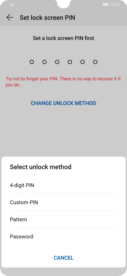 Press the required phone lock code and follow the instructions on the screen to create an additional phone lock code.
