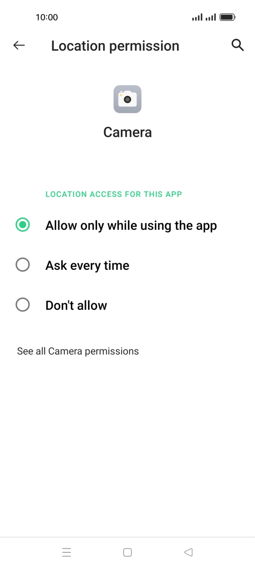 Press the required setting.