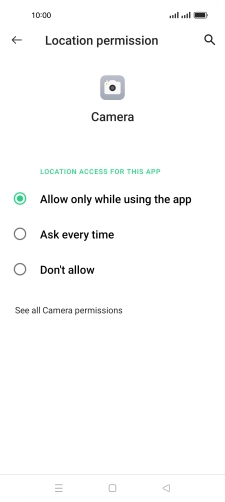 Press the required setting.